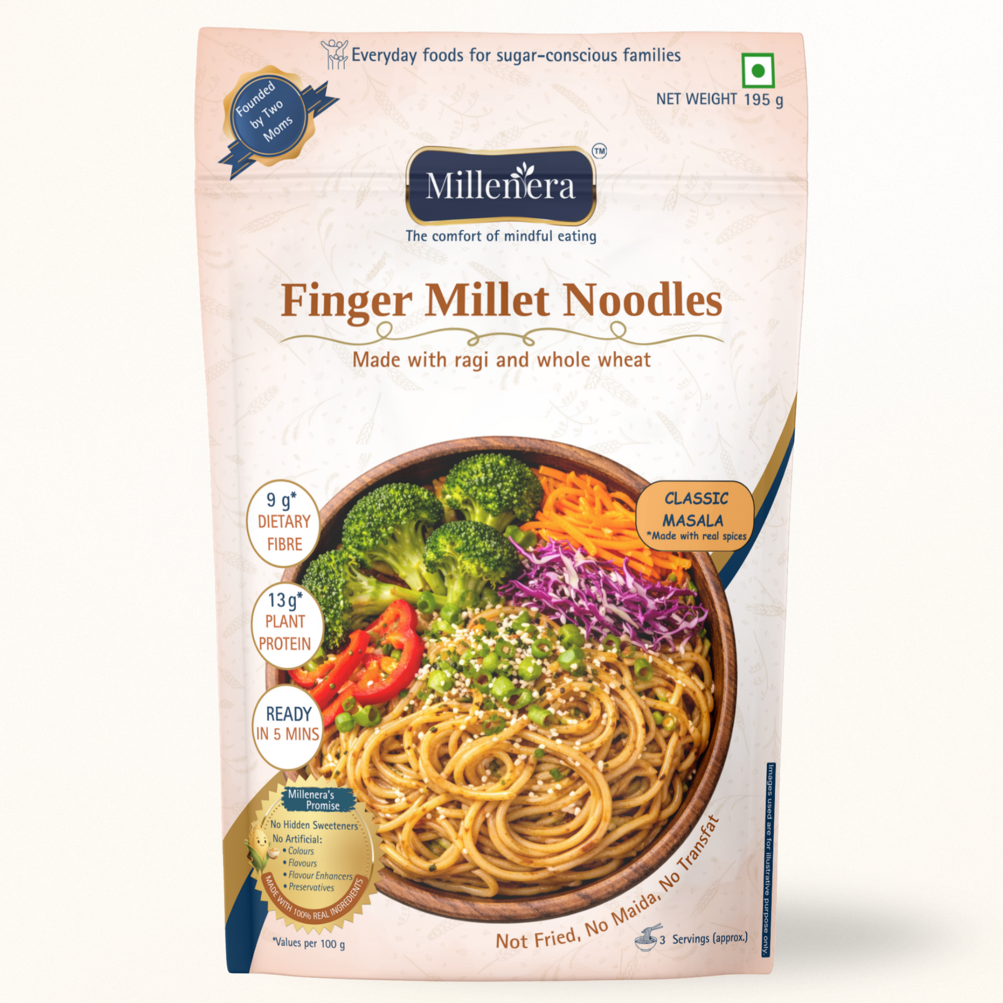 Finger Millet Noodles (Air-Dried, No Maida • Clean Masala - No MSG, anti-caking agent, artificial citric acid)