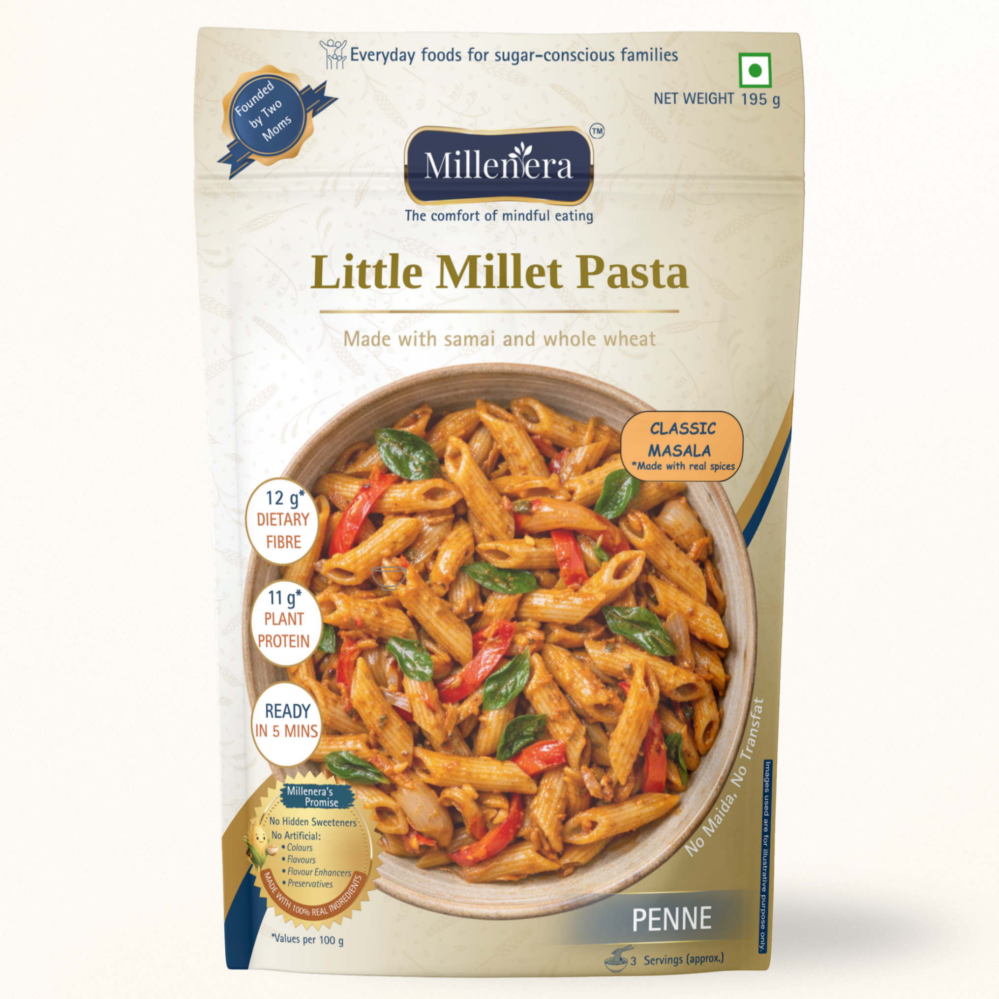 Little Millet Macaroni Pasta (No Maida • Air-/Sun-Dried • No MSG)