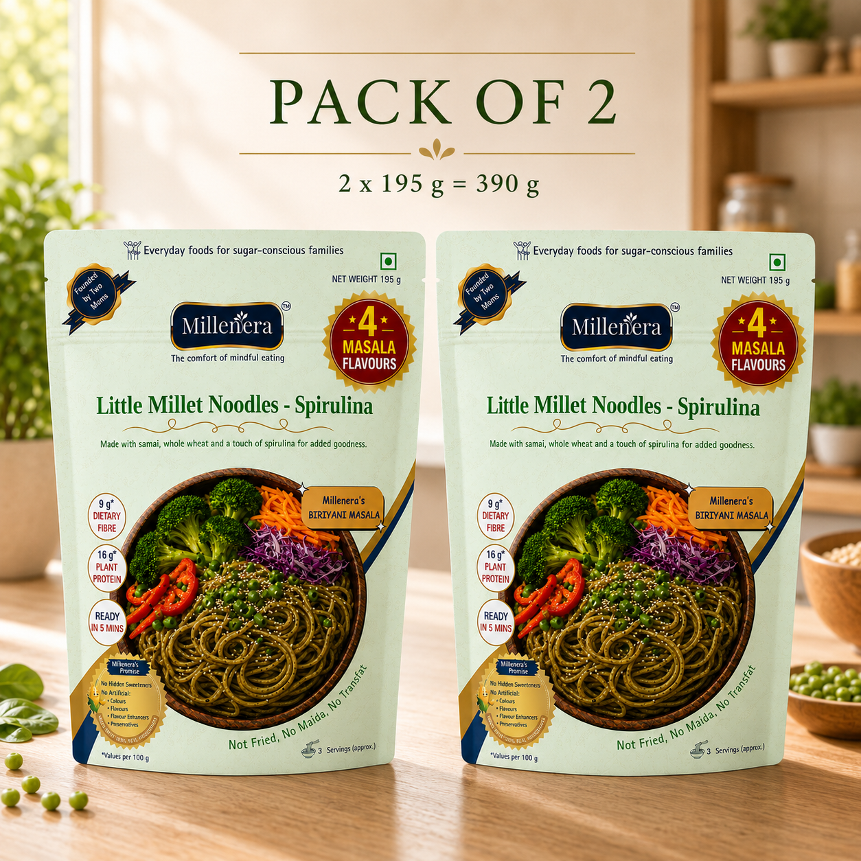 Little Millet Noodles (Spirulina) [Pack of 2]