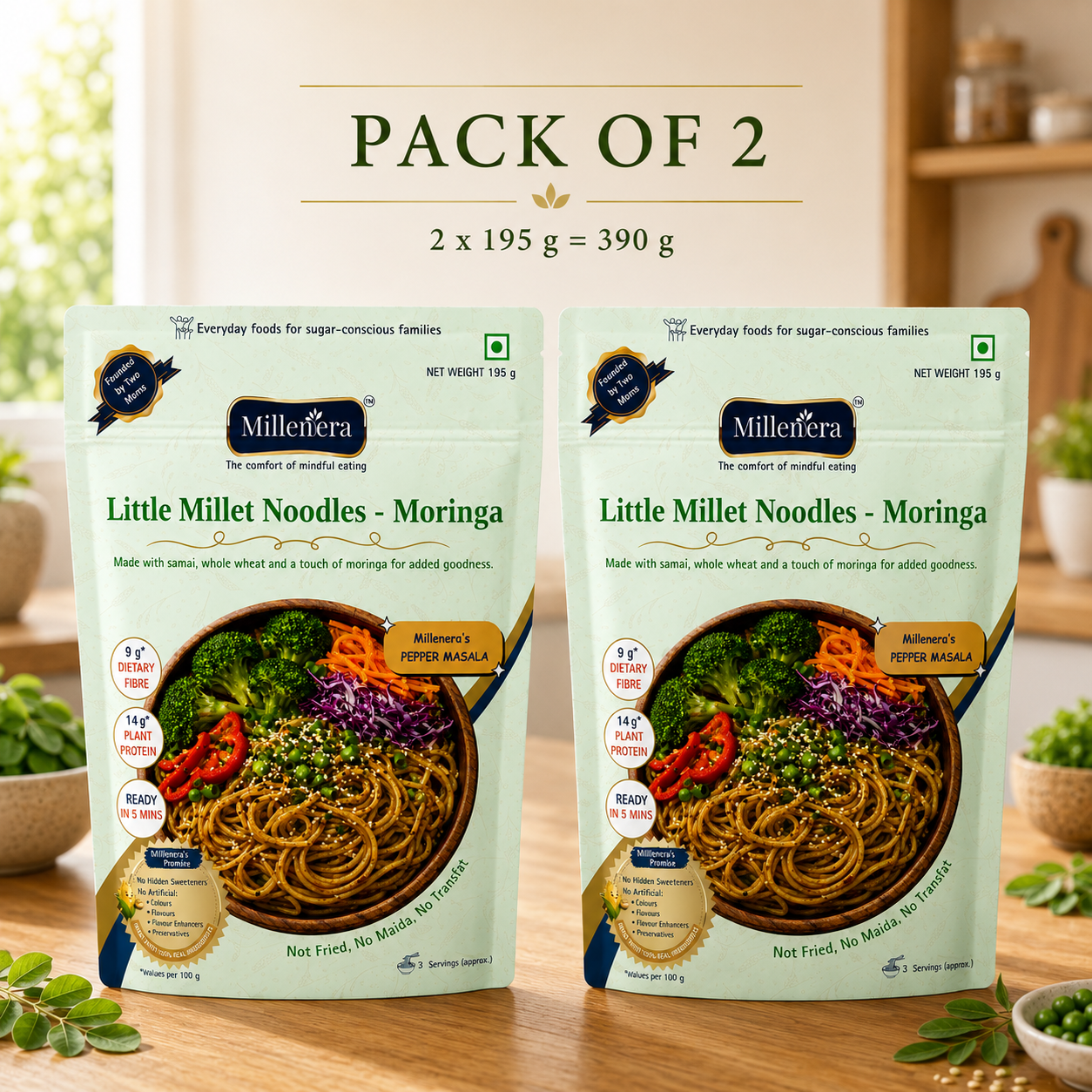 Little Millet Noodles (Moringa) [Pack of 2]