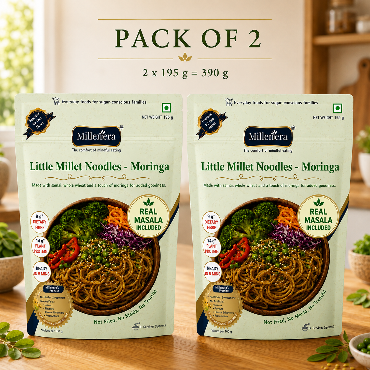 Little Millet Noodles (Moringa) [Pack of 2]