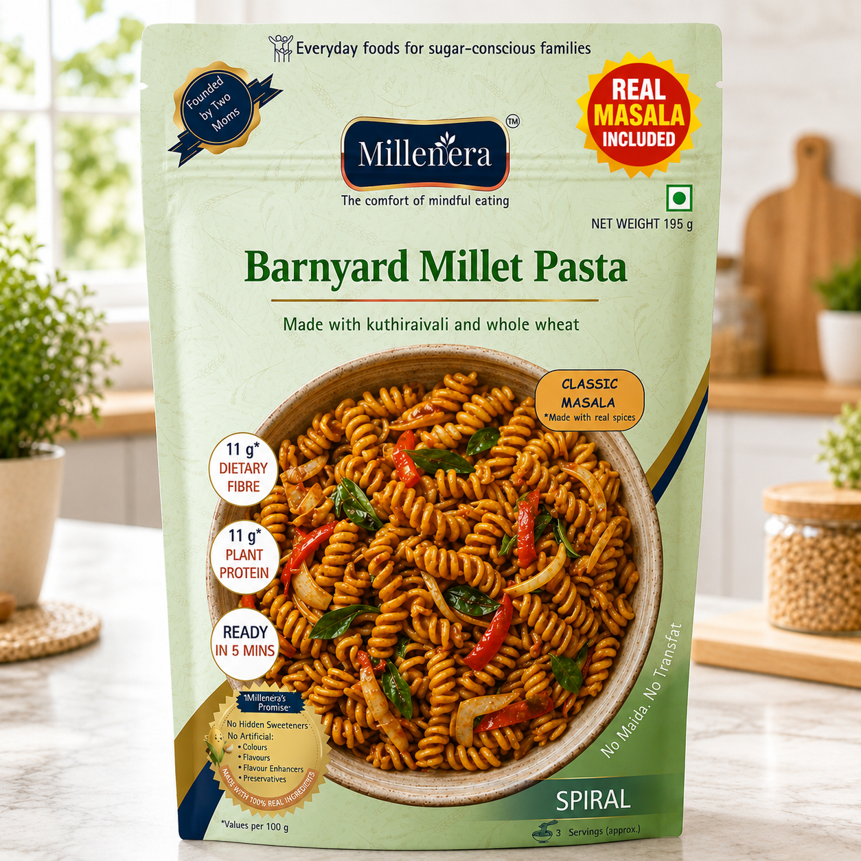 Barnyard Millet Spiral Pasta