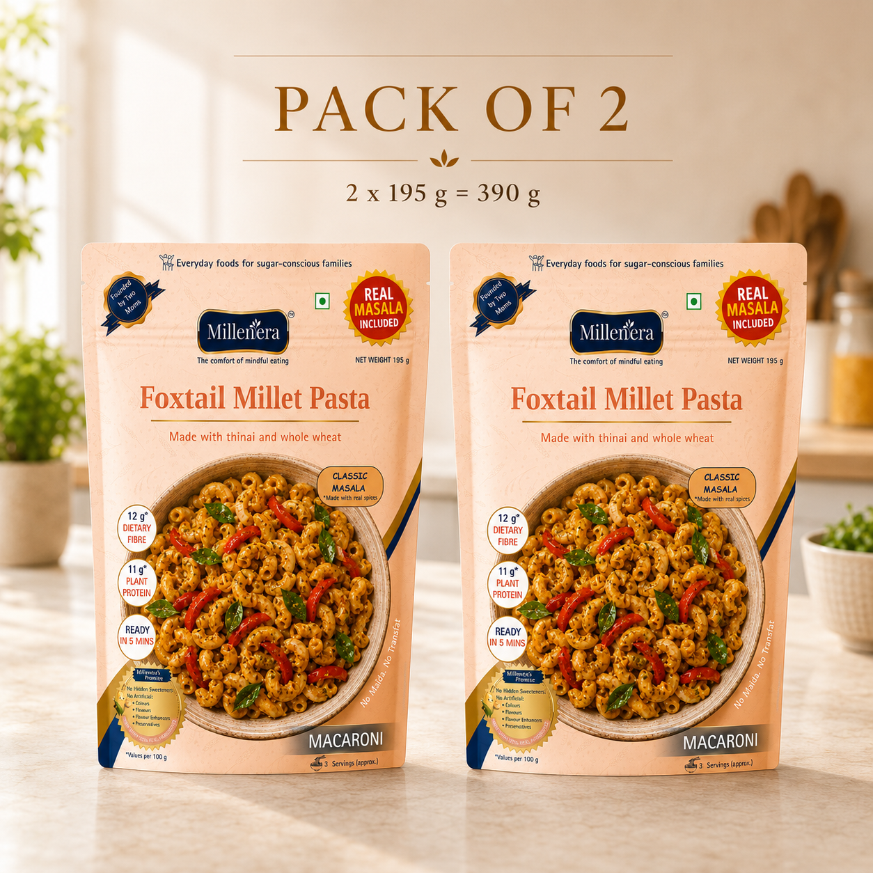 Foxtail Millet Macaroni Pasta [Pack of 2]